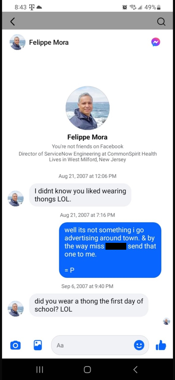Redacted Messenger screenshot displaying August 21 and September 6, 2007 date labels.