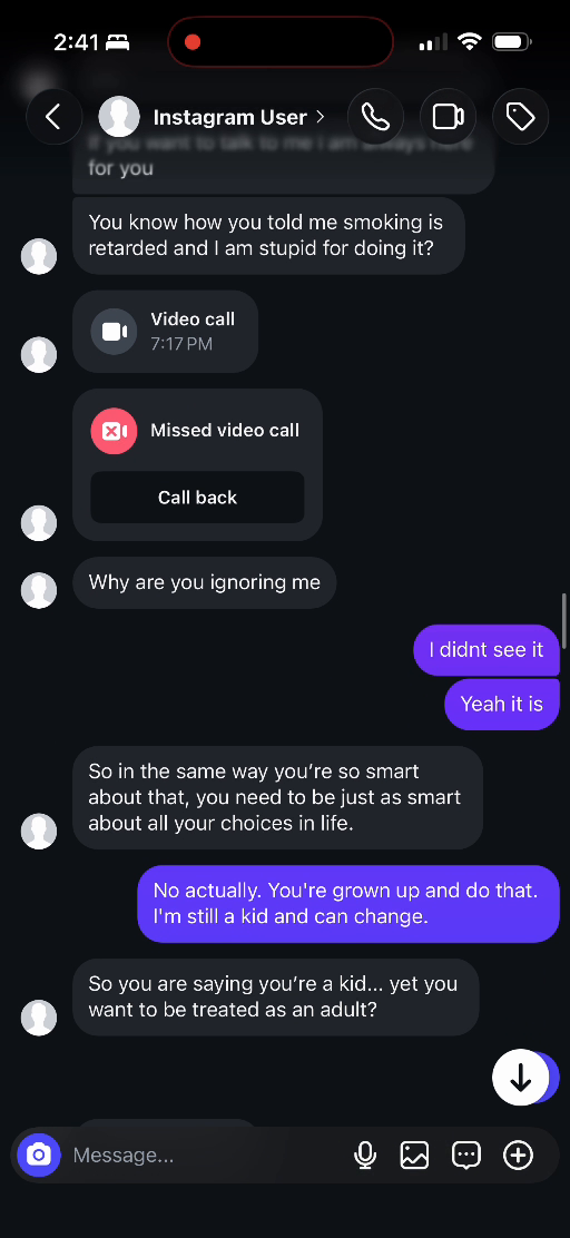 E02 screenshot from the conversation Lucas identifies as being with Adriana Galvis: Calls and the discussion of choices